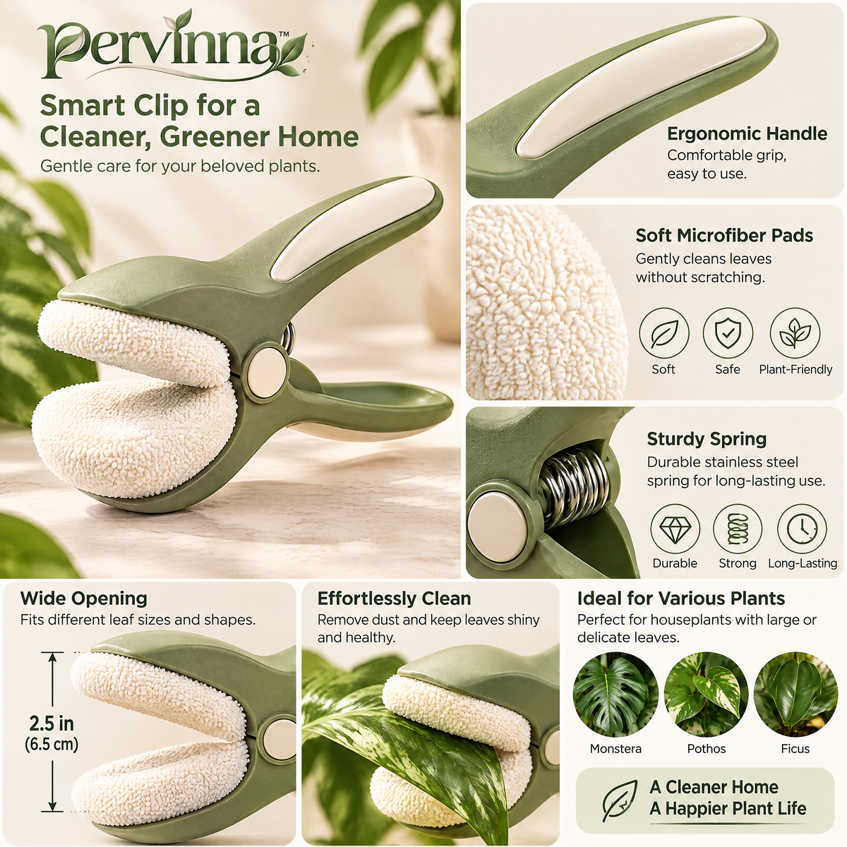 pervinna™ Plant Leaf Cleaning Tool — in-use plant care