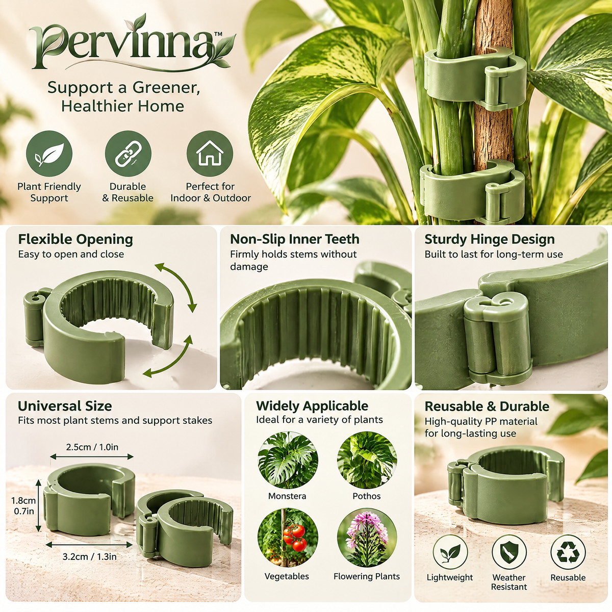 pervinna™ Reusable Plant Support Clips Set — in-use plant care